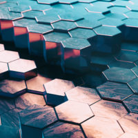 Abstract Technical 3D hexagonal background pattern- 3d rendered image with shallow DOF