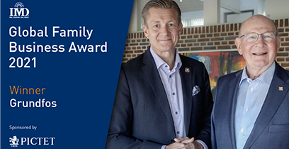 Purpose-driven water tech firm Grundfos wins 2021 IMD Global Family Business Award, sponsored by Pictet